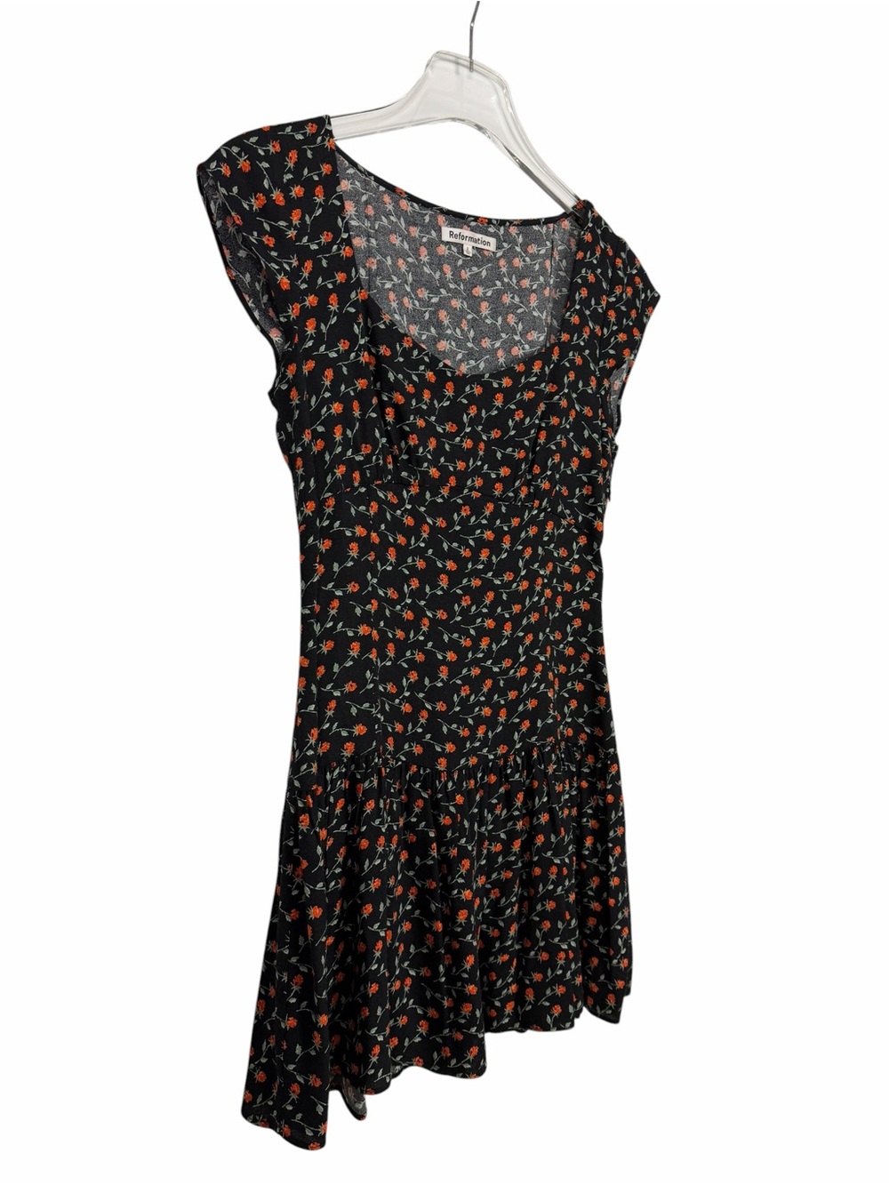 Reformation Olencia Floral Mini Dress Black Orange Size 2 - Picture 6 of 9